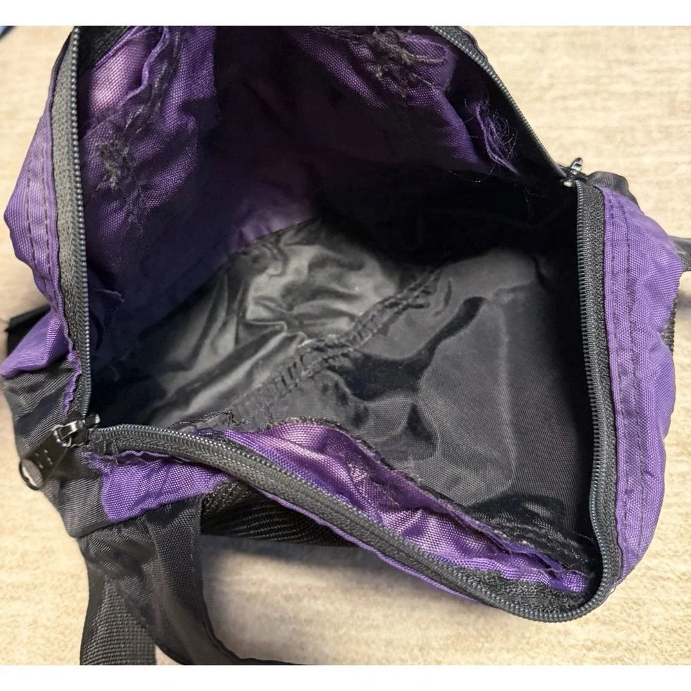 JanSport Waist Pack Fanny Pack Purple Black USA Vintage Hiking Travel Bag VTG
